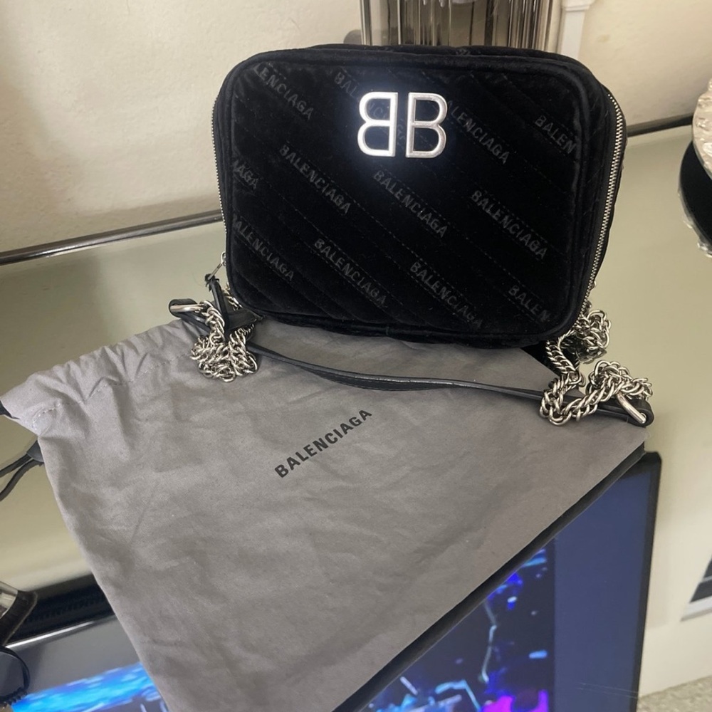Balenciaga velvet crossbody bag